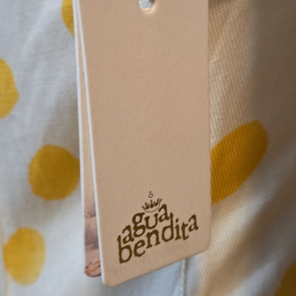 Agua Bendita Joaquina Silky Linen Cream / Yellow Polka Dot Mini Dress - Picture 6 of 12